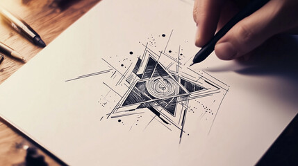 Skribble, tattoo drawing sketch on a white paper