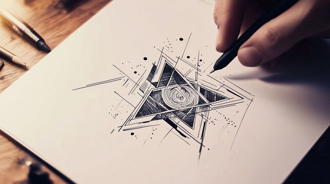 Skribble, tattoo drawing sketch on a white paper