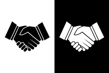 Obraz premium Handshake Silhouette Vector Icon Black and White Background.