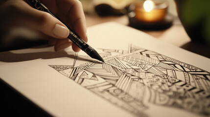 Skribble, tattoo drawing sketch on a white paper