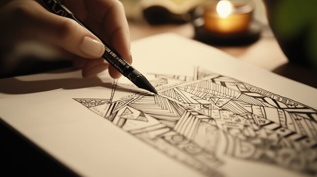 Skribble, tattoo drawing sketch on a white paper