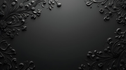 Elegant Black Floral Ornament Dark Decorative Texture Background