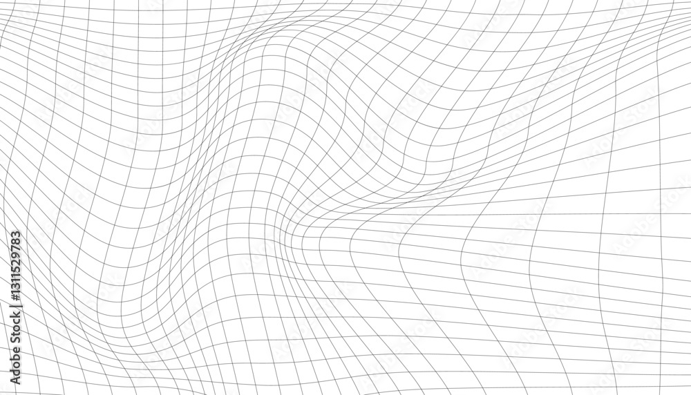 Wall mural a black and white image of a wave with a grid pattern