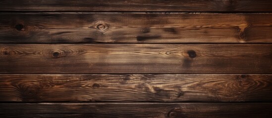Naklejka premium Dark wood texture background with rich brown tones and natural grain patterns creating ample copy space for design elements and text.