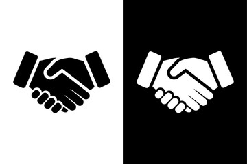 Handshake Silhouette Vector Icon Black and White Background.