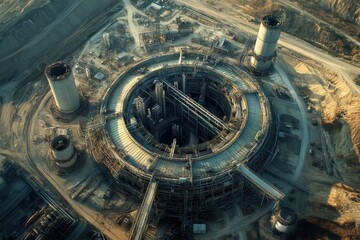 Fototapeta premium Aerial View of a High-Tech Refinery Showcasing Advanced Industrial Architecture and Innovation