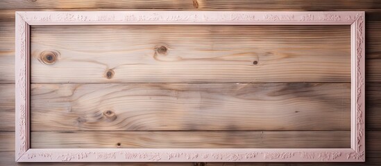 Wooden texture background with a rustic pink picture frame centered at the top creating a soft, inviting space for baby shower announcements