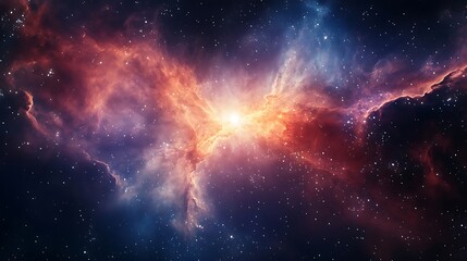 Naklejka premium Vibrant Fiery Cosmic Nebula