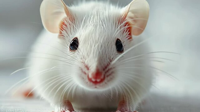 Curious white mouse exploration  science experiment concept
