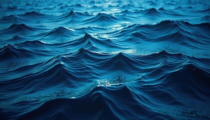Fototapeta premium Dark blue water, strong ripples, textured backdrop, powerful, illustration