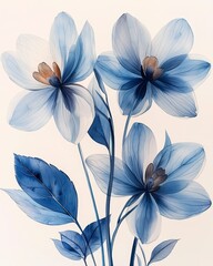 Blue flowers elegantly arranged against a soft background showcasing delicate beauty