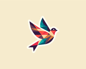 Abstract geometric flying bird logo design icon vector illustration.