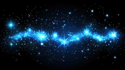 Obraz premium A starry night sky filled with sparkling blue stars and cosmic elements.