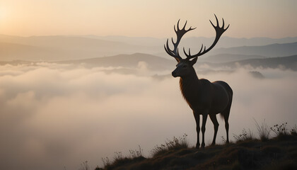 Fototapeta premium Majestic Stag at Sunrise Stunning Wildlife Photo