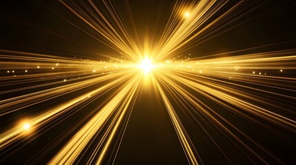 Obraz premium Golden Light Rays Burst From Central Point