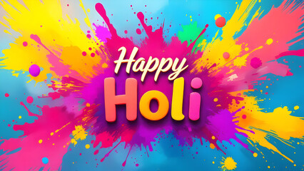 Happy holi celebration illustration poster.