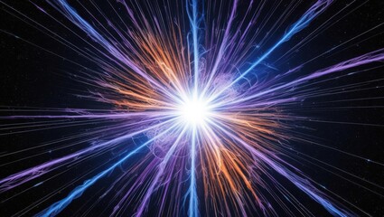 Fototapeta premium Energy Burst: A captivating visual of vibrant energy radiating outward from a central point, embodying the essence of raw power, expansion, and the mysteries of the universe.