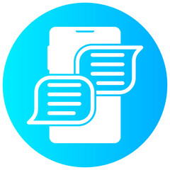 smartphone chat vector round glyph icon