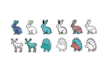 set of funny cartoon animals