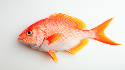 Vibrant red and orange fish on white background