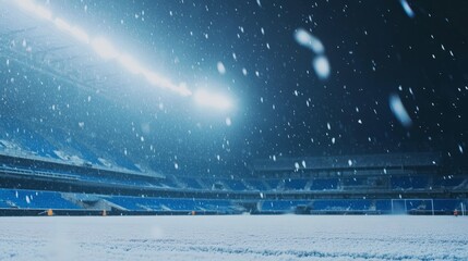 In a wide football stadium, rows of blue stadium seats are neatly lined up, displaying a clean and modern design.