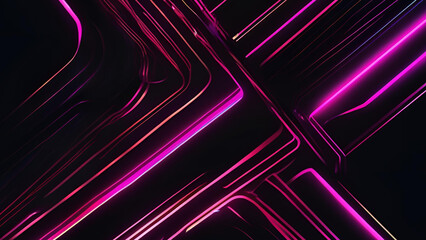 Neon Lines: A dynamic abstract composition of intersecting neon lines, radiating vibrant energy and modern aesthetics, suggesting technological advancement and data flow.