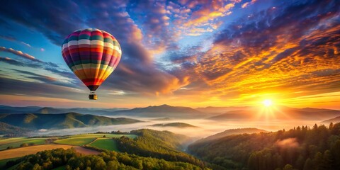 Solo Hot Air Balloon Adventure: Sunrise Over Scenic Landscape