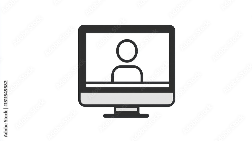 Poster simple icon of computer screen with user profile