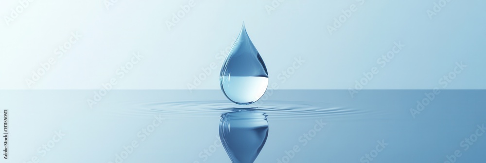 Aufkleber minimalist logo design featuring a water drop with reflection and cool blue tones in a clean brandin