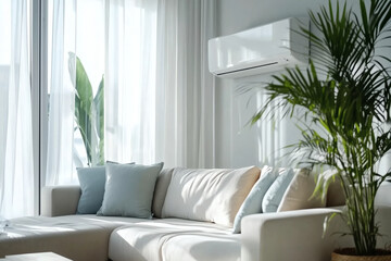 Bright Living Room with Air Conditioning System