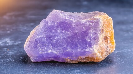 Glittering Purple Gemstone on Dark Surface