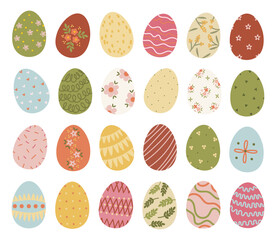 Hand Drawn Easter Eggs with Unique Designs Set.