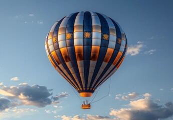 Fototapeta premium Colorful hot air balloon flying over the blue sky.