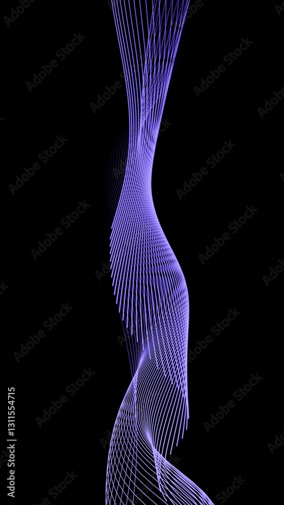 Fototapete a dynamic abstract design featuring glowing purple lines in a fluid spiral pattern, set against a bl