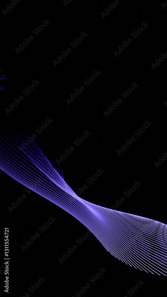 Fototapete a dynamic abstract design featuring glowing purple lines in a fluid spiral pattern, set against a bl
