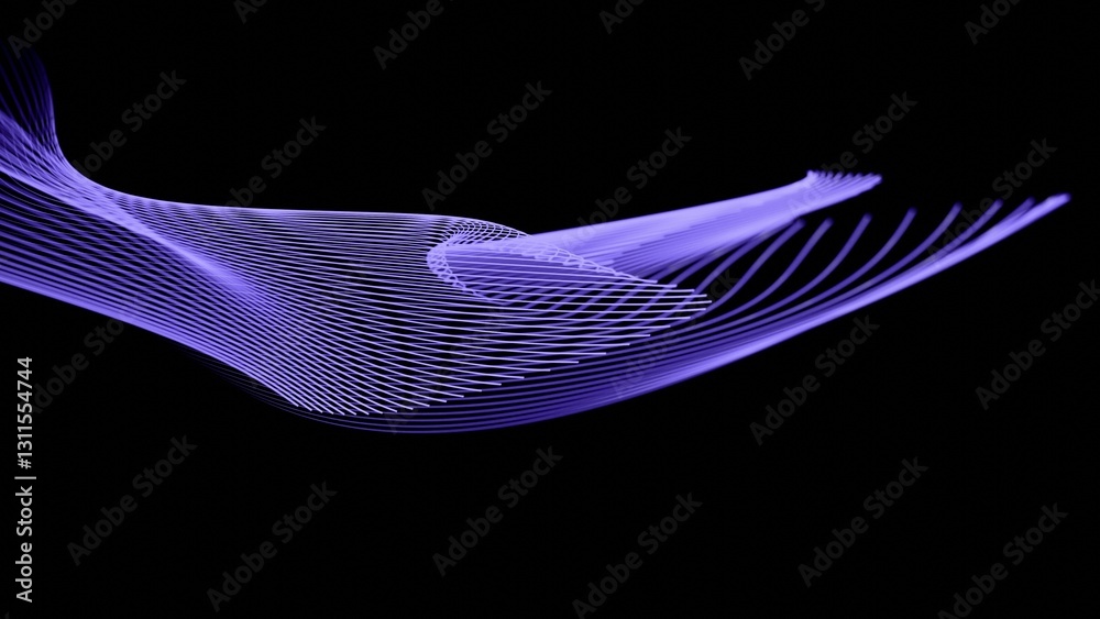 Leinwandbilder a dynamic abstract design featuring glowing purple lines in a fluid spiral pattern, set against a bl