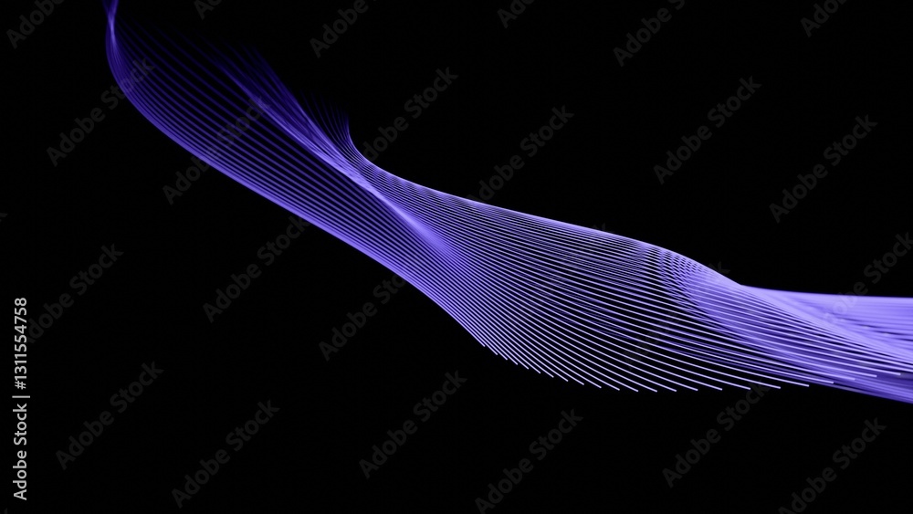 Leinwandbilder a dynamic abstract design featuring glowing purple lines in a fluid spiral pattern, set against a bl
