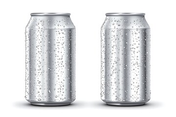 Two Aluminum Cans with Condensation Droplets