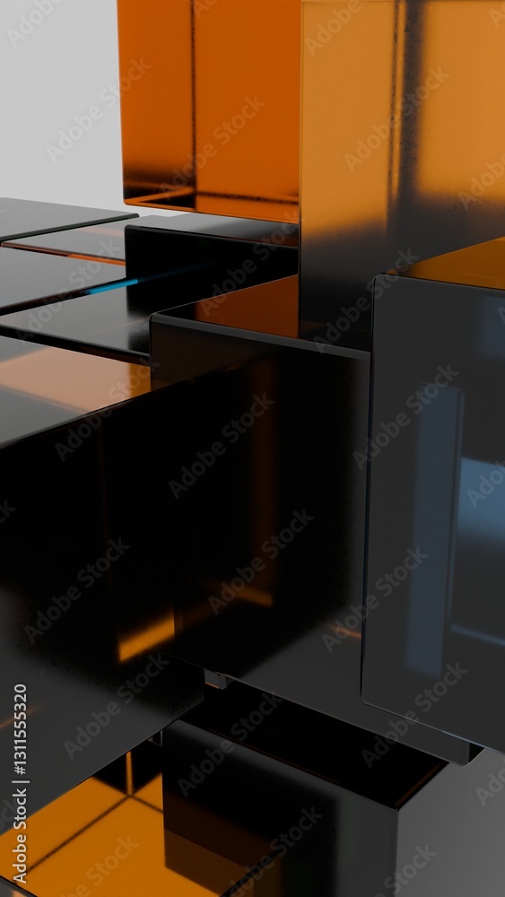 Poster colorful floating cubes in shades of yellow, green, and blue, creating a modern and abstract design 