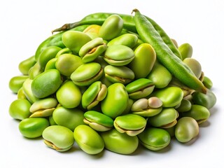 Spoiled Boiled Fava Beans: Aerial Close-Up on White Background