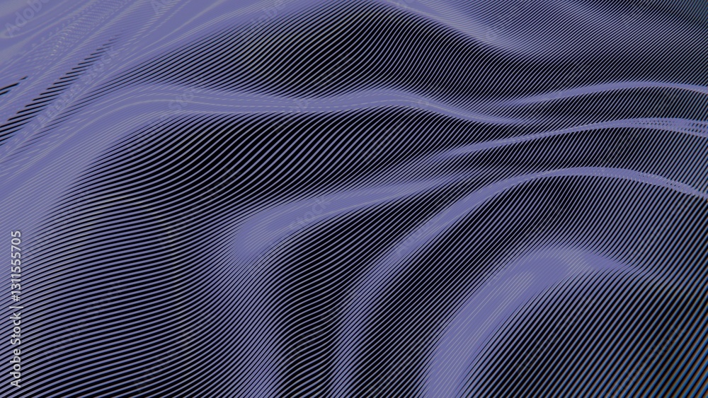Leinwandbilder Flowing abstract lines in purple gradient with a smooth, sleek texture, creating a dynamic and modern digital design against a dark background.