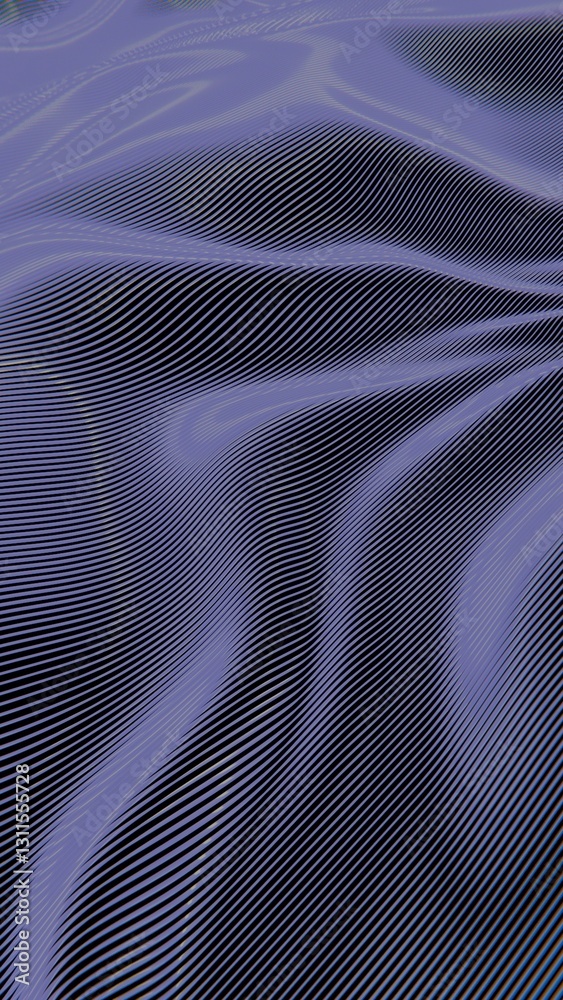 Leinwandbilder Flowing abstract lines in purple gradient with a smooth, sleek texture, creating a dynamic and modern digital design against a dark background.