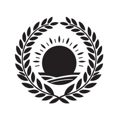 A circle with a laurel wreath on it