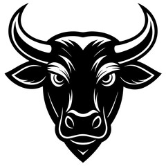 Black and white cow and bull head isolated on white background