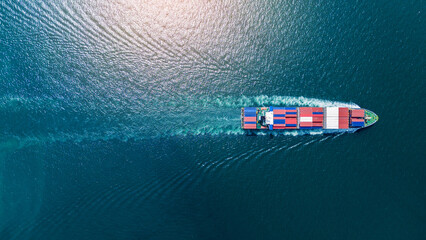 Cargo container Ship, cargo vessel ship carrying container and running for import export concept...