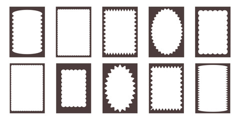 Groovy frame jagged scallop edge, frame text box or border. Curve funky y2k retro form, geometric shape, framework. Wiggle figure, rectangle.