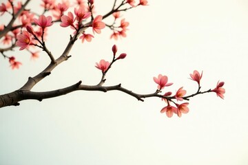 Long branch stretching across white background, branch, wood, nature