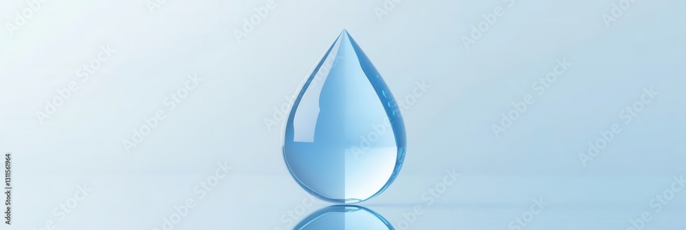 Aufkleber minimalist water drop logo with clear reflection showcasing cool blue tones for clean branding aesth