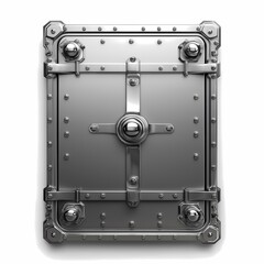 Fototapeta premium Close-up Metallic a solid steel bank Vault Door isolated on white background