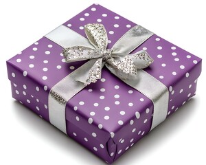 Purple gift box with ribbon